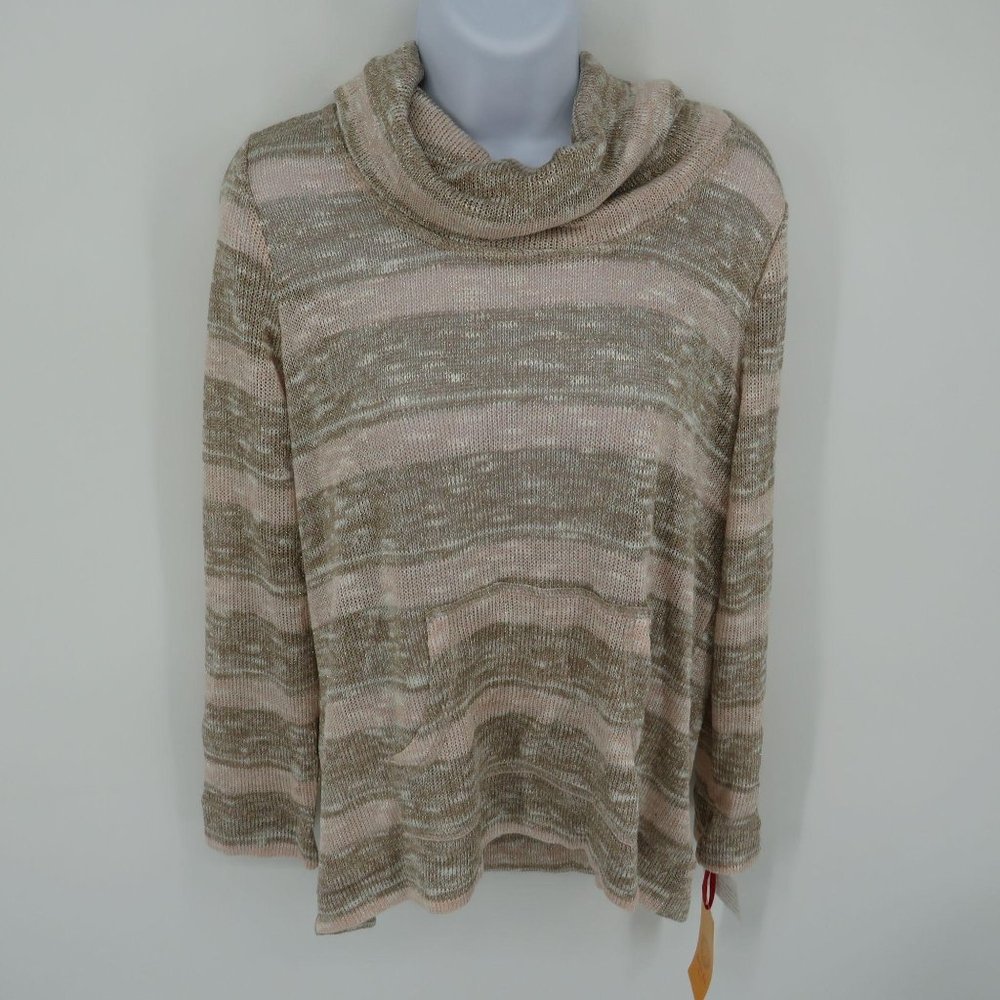Ruby Rd Womens Icing On The Cake Cowl Neck Metallic Stripe NWT $59